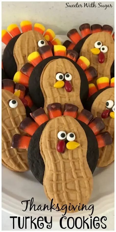 Autumn Craft Ideas, Thanksgiving Turkey Cookies, Cookies Thanksgiving, Thanksgiving Desserts Kids, Autumn Treats, Turkey Cupcakes, Thanksgiving Vegetables, Pumpkin Tutorial, Turkey Treats