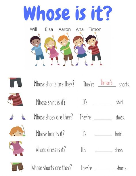 Whose Is It? - Interactive worksheet Whose Is It Worksheet, Whose Worksheet, Nouns For Kids, English Primary School, Esl Kids, Possessive Nouns, English Grammar For Kids, English Worksheets For Kindergarten, Reading Comprehension Lessons