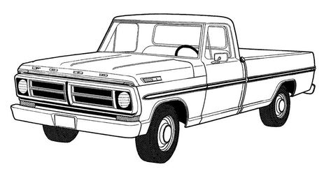 Truck Coloring Pages – coloring.rocks! Daven Gates, Truck Sketch, Ford 79, Truck Tattoo, Old Ford Truck, Black Spirit, Cool Car Drawings, Old Ford Trucks, Truck Coloring Pages