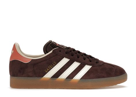 Adidas Gazelle Shadow (Women's) Sneakers in Brown/Cream White/Gum Brown Gazelle Adidas Outfit, Brown Gazelle, Adidas Shoes Women Superstar, Dark Brown Sneakers, Brown Sneakers Women, Adidas Gazelle Outfit, Adidas Gazelle Women, Tiktok Finds, Brown Adidas