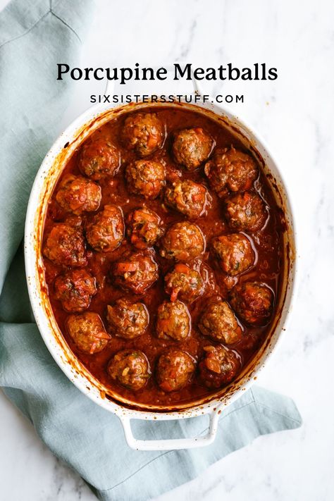 Porcupine Meatballs Recipe Lamb Balls Meatball Recipes, Porkipine Meatballs Oven, Porcupine Meatballs Oven, Porcupine Balls Recipe, Porkiepine Meatballs, Porquipine Meatball With Rice, Porkie Pine Meatballs Ground Beef, Porkipine Meatballs, Porcupine Meatballs Easy