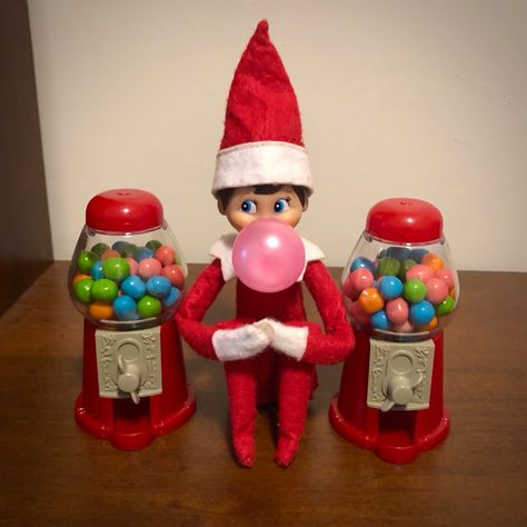 Elf On The Shelf Bubble Gum Machine, Elf On The Shelf Bubble Gum, Gum Machine, Bubble Gum Machine, Elf Fun, The Scout, Elf Ideas, Gumball Machine, Shelf Ideas