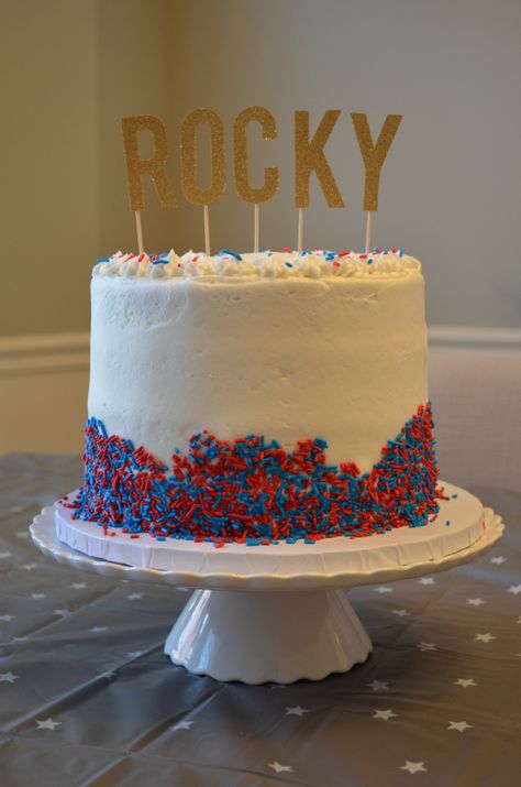 Rocky's First Birthday Party//Rocky Balboa Theme// Patriotic Theme// LoveBess Blog Food Drink Photography, Rocky Balboa, 18th Birthday Party, 4th Birthday Parties, First Birthday Party, 18th Birthday, 4th Birthday, Bday Party, Vanilla Cake