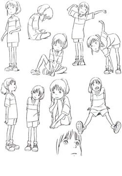 Spirited Away Character pose sheet ✤ || CHARACTER DESIGN REFERENCES | キャラクターデザイン | çizgi film || ✤ Cartoon Kunst, Character Design Cartoon, Drawing Style, 캐릭터 드로잉, Character Sketches, 인물 드로잉, Ghibli Art, Kid Character, Arte Sketchbook