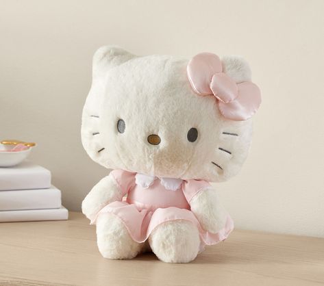 Kitty Aesthetic, Stuff Animals, Kitty Plush, Bts Merch, Hello Kitty Plush, Satin Bow, Consumer Products, Christmas Wishlist, Pink Satin