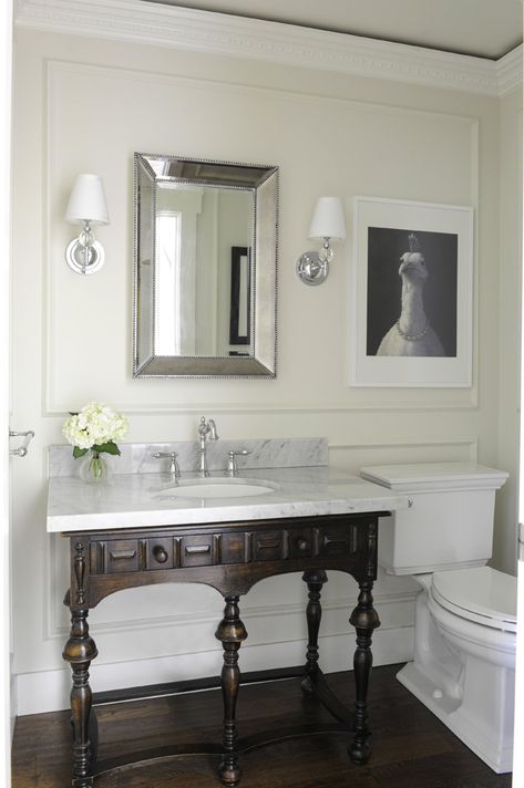 Powder Room Victorian, Long Powder Room, Antique Powder Room, Old Fashioned Bathtub, Basic Bathroom, Victorian Style Bathroom, Bathroom Build, Traditional Bath, Tongue And Groove Panelling