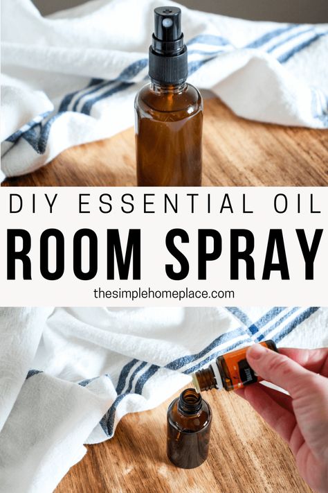 How to Make DIY Room Spray with Essential Oils - The Simple Homeplace Room Spray With Essential Oils, Homemade Room Spray, Essential Oil Room Spray, Amber Spray Bottle, Diy Room Spray, Easy Gift Idea, Laundry Scent Boosters, Homemade Air Freshener, Laundry Scents