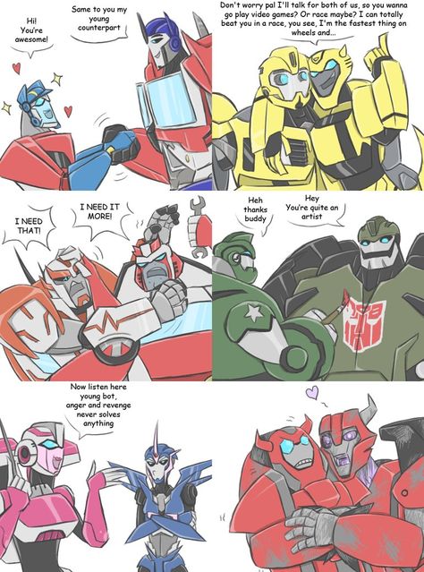 TF - Countdown to TFP season 2 crossovers 1-6 by Rosey-Raven on DeviantArt. The Cliffjumper one killed me. xD Transformers Prime Funny, Arcee Transformers, Bumblebee Transformers, Transformers Memes, Transformers Rescue Bots, Transformers Decepticons, Transformers Funny, Rescue Bots, Transformers Autobots