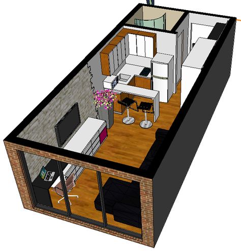 250 sq.ft. Studio Apartment (2006) 250 Sq Ft Studio Apartment, 250 Sq Ft Studio, Studio Apartment Plan, Studio Apartment Floor Plans, A Studio Apartment, Small Apartment Design, Apartment Floor Plans, Studio Apartment Layout, Tiny House Floor Plans