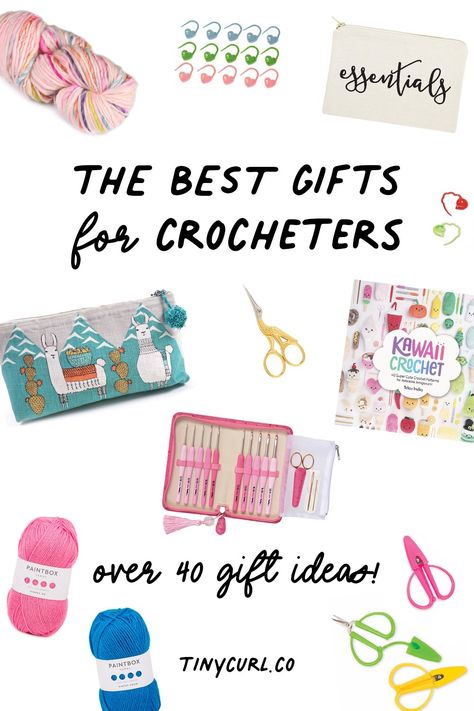 Want to find the perfect gifts for crocheters? This guide has tons of great ideas to find a special gift for the crochet lovers on your list! Crocheters love all things yarn, hooks, and yarny accessories but it can be tricky finding the right gifts for them - this crochet gift guide will help! #crochet #crochetgifts Gifts For Crocheter, Gift Basket For Crochet Lovers, Best Gifts For Crocheters, Gift For Crochet Lover, Gift For Crocheter, Gifts For A Crocheter, Crochet Lovers Gifts, Gifts For Knitters And Crocheters, Crochet Gift Basket Ideas