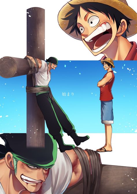 Luffy And Zoro, Monster Trio, Straw Hat Pirates, One Piece Crew, One Piece Nami, First Meeting, One Piece Funny, One Peice Anime, Zoro One Piece