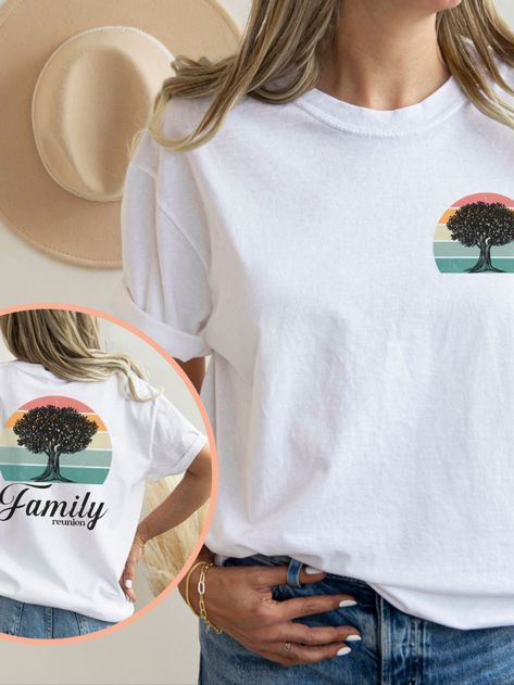 Family reunion shirt, roots run deep, cousin crew tee, retro sunset, oak tree tshirt, cousins shirt, we're all related, large family, family tree, matching family tee, family shirts, growing family, family love, family together, gathering, vintage vibes, relatives, summer picnic, back together again, blended families, family group shirts distant cousins, family unit, related to me, family members, retro style design Cousins Shirts, Tree T Shirt, Family Reunion Shirt, Tree Tshirt, Blended Families, Family Unit, Family Reunion Shirts, Reunion Shirts, Cousin Crew