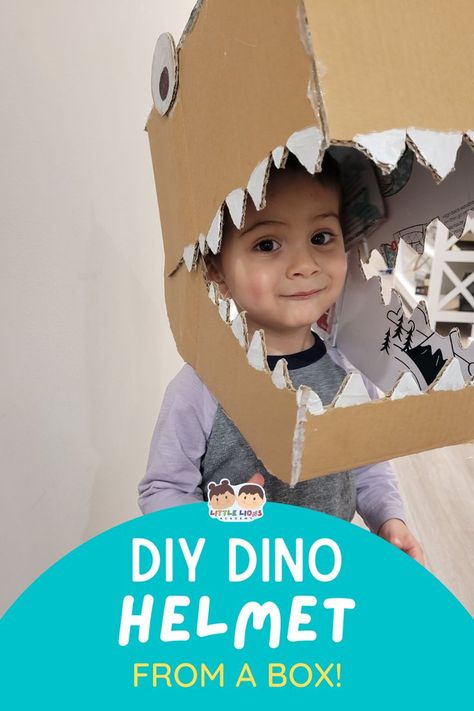 Learn to make a diy dinosaur costume out of carboard with this simple step by step guide. | diy dinosaur costume toddlers | cardboard crafts | cardboard mask | cardboard box crafts Cardboard Box Costume, Diy Dinosaur Costume, Toddler Dinosaur Costume, Costume Dinosaure, Kids Dinosaur Costume, Recycled Costumes, Make A Dinosaur, Diy Dinosaur, Cardboard Costume