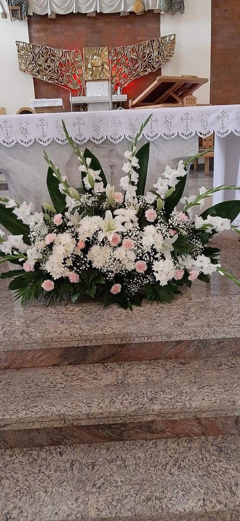 Church Wedding Decorations Alter Floral Arrangements, Flowers For Church Altar, Altar Arrangement Church, Church Altar Decorations Wedding, Church Flower Arrangements Altars Ideas, Altar Flowers Church, Church Altar Flower Arrangements, Altar Decorations Church, Church Altar Flowers