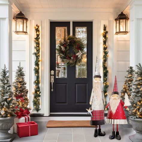 Outdoor Nutcracker, Nutcracker Christmas Decor, Decorating Porch, Classic Wreath, Christmas Door Decoration, Front Door Christmas Decorations, Decor Steals, Christmas Front Doors, Christmas Front Porch