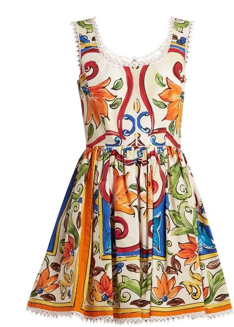 DOLCE & GABBANA Majolica-print scoop-neck cotton-poplin dress #summer#summerstyle#summeroutfits Dolce And Gabbana Dress, Majolica Print, Gabbana Dress, Pleated Skirt Short, Cotton Poplin Dress, Dolce Gabbana Dress, Scoop Neck Dress, Poplin Dress, Fashion Photoshoot