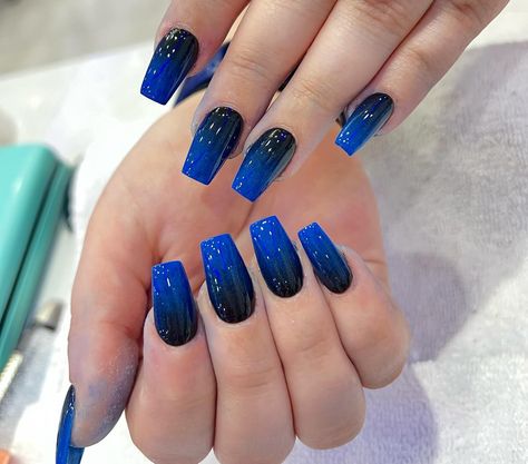 Posted by Zoe Scott: Welcome to my latest blog post, where we're diving into the mesmerizing world of Royal Blue Ombre Nails. You're in the right place if you want to add ... Simple Royal Blue Nail Designs, Blue Ombre Nails With Glitter, Black And Blue Nails Acrylic, Black And Blue Ombre Nails, Black And Royal Blue Nails, Blue And Black Ombre Nails, Royal Blue And Black Nails, Royal Blue Ombre Nails, Royal Blue And Black Wedding