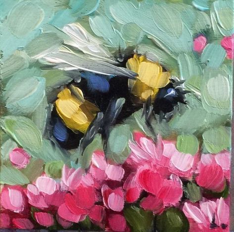 Bumblebee Painting, Bee Painting, Insect Art, Bee Art, Painting Class, Small Paintings, Birds Painting, Modern Art Abstract, Painting Projects