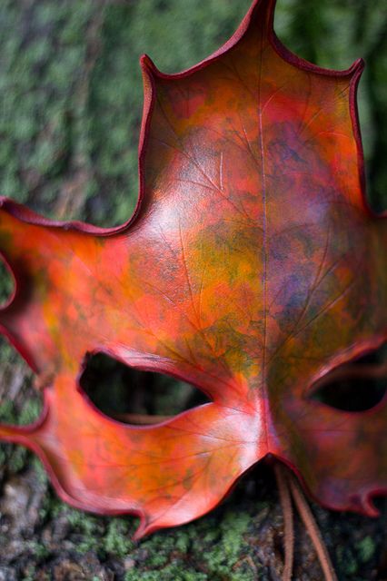 This is a beautiful leather mask that has a smooth texture but also has a nice edge that folds inward. Fantasy Magic, Leather Mask, Beltane, Porcelain Art, Masks Masquerade, Art Installation, Masquerade Ball, Leaf Art, Samhain