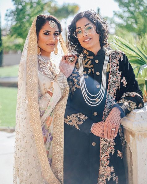 Lesbian wedding of Pakistani-Indian couple goes viral Lesbian Wedding Outfits, Queer Weddings, Lgbt Wedding, Two Brides, Indian Bridal Wear, Lgbtq Wedding, Lesbian Wedding, Gay Wedding, Pakistani Wedding