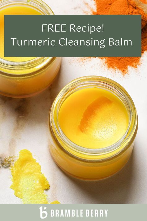 Melt away makeup and brighten skin with this Turmeric Cleansing Balm Project! Avocado oil is infused with turmeric powder, giving it a vibrant yellow hue. Turmeric contains curcumin, which is an antioxidant ,and is thought to have anti-inflammatory properties.  This is a great beginner friendly DIY project for those looking to start creating their own skincare! Turmeric Butter For Skin, Diy Face Balm, Diy Cleansing Balm, Diy Body Butter Recipes, Turmeric Oil, Diy Body Butter, Skin Face Mask, Body Butters Recipe, Healing Balm