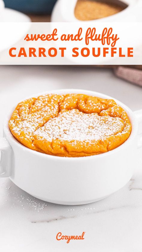 Celebrate springtime with a carrot souffle. This silky smooth custard-like side dish puffs up delicately in the oven before falling into perfectly crinkled edges. Carrot Souffle Recipe, Carrot Recipes Dessert, Carrot Souffle, Souffle Recipe, Souffle Recipes, Delectable Desserts, Carrot Recipes, Balanced Life, Vegetarian Cooking