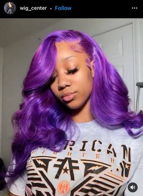 Birthday Outfits Purple, Sew In Hairstyles Side Part, Hairstyles Birthday, Hairstyles Side Part, Purple Lace Front Wig, Purple Lace Front, Outfits Purple, Hair Color For Dark Skin, Sew In Hairstyles