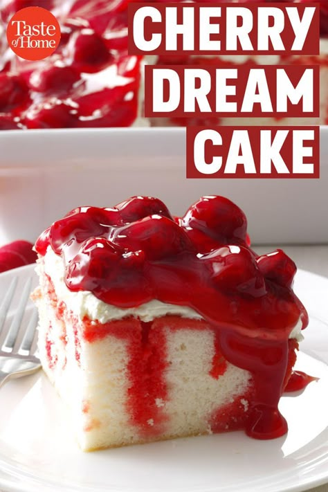 Cherry Poke Cake Recipes Easy, Cherry Dream Cake, Cherry Poke Cake Recipes, Cherry Poke Cake, Cakes For Christmas, Cherry Cakes, Germantown Tennessee, Cherry Cake Recipe, Best Small Tattoos