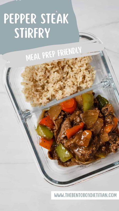 This easy recipe for pepper steak meal prep makes for a delicious and balanced meal prep that will leave you feeling satisfied for hours. Easy Carrot Souffle Recipe, Balanced Meal Prep, Steak Meal Prep, Stir Fry Meal Prep, Pepper Steak Stir Fry, Steak Stirfry Recipes, Steak Stir Fry, Ribeye Steak Recipes, Honey And Soy Sauce