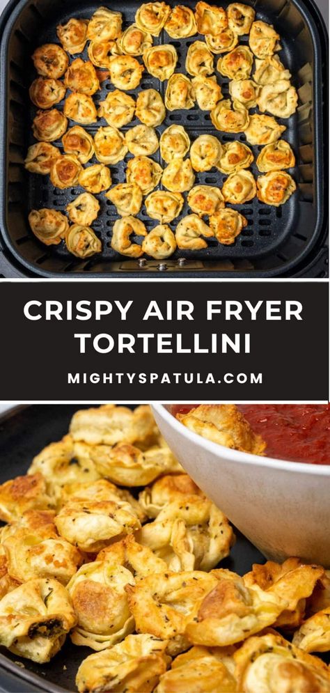 Crispy Air Fryer Tortellini – Mighty Spatula Cheese Tortellini Air Fryer, Fried Tortellini Recipes, Easy Cheap Air Fryer Meals, Fried Tortellini Air Fryer, Air Fryer Dinners For Family, Air Fryer Crostini, Air Fryer Panini, Instapot Tortellini Recipes, Airfryer Pasta Recipes