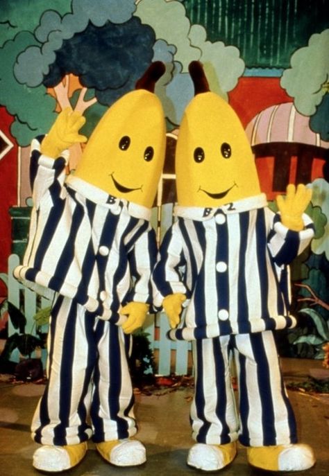 The funny thing is the theme song is messed up, it goes bananas in pyjamas are coming down the stairs bananas in pyjamas are CHASING TEDDY BEARS like what kind of song is that LOL Bananas In Pajamas, Banana In Pyjamas, Childhood Cartoons, Right In The Childhood, Childhood Memories 90s, Childhood Memories 2000, 90s Memories, Theme Tattoo, Childhood Tv Shows