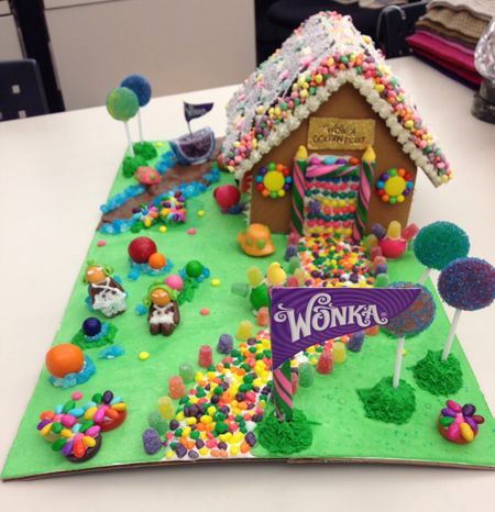 Willy Wonka Gingerbread House, Gingerbread Competition Ideas, Gingerbread House Ideas Contest, Cookie Village, Gingerbread House Themes, Themed Gingerbread House, Charlie And The Chocolate Factory Crafts, Gingerbread House Contest, Gingerbread Contest