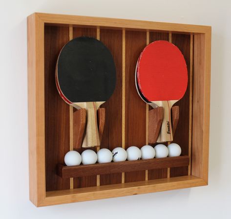 Ping Pong Basement, Ping Pong Paddle Holder, Ping Pong Scoreboard, Ping Pong Room, Paddle Designs, Retro Basement, Jon Peters, Home Game Room, Paddle Ball