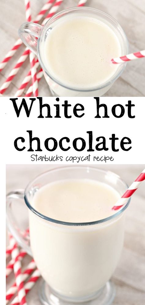 Starbucks White Hot Chocolate Recipe, White Hot Chocolate Recipe, Starbucks Hot Chocolate, Hot Chocolate Drink, Hot Drinks Recipes, Drink At Home, Copycat Starbucks Recipes, Chocolate Drink, Hot Chocolate Drinks