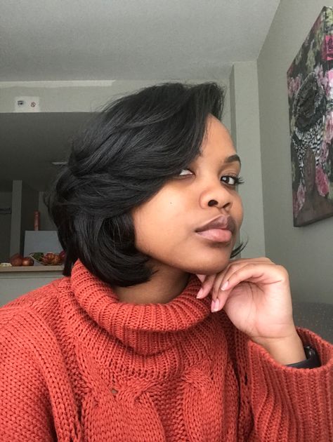 Short Hair Blowout Black Women, Short Hair Blowout, Natural Hair Bob, Short Pixie Bob, Silk Press Natural Hair, Twa Hairstyles, Short Hair Black, Layered Cut, Blowout Hair