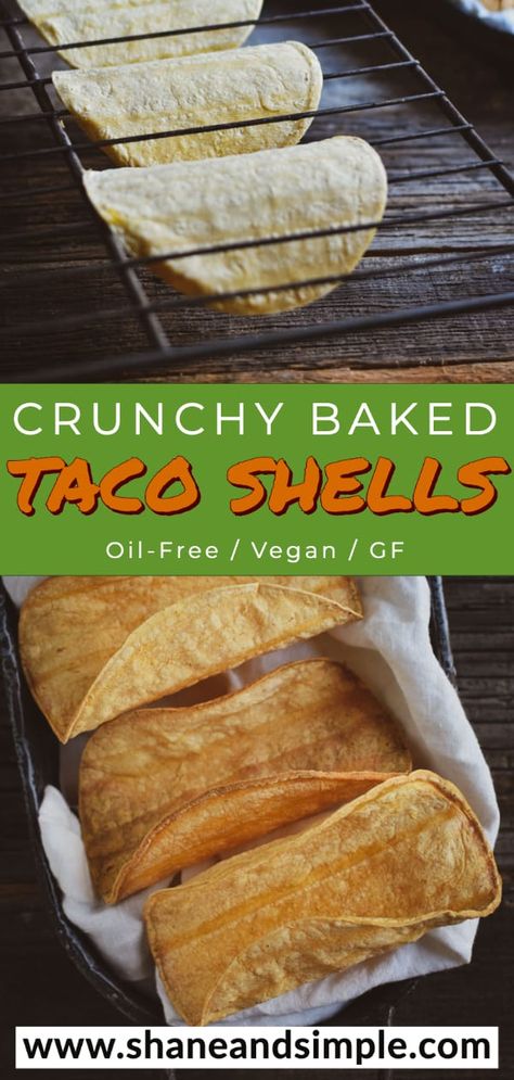 Crunchy baked taco shells that are easy to make, healthy, low-fat, and delicious! Crisp with NO OIL and NO DEEP FRYING! #VeganRecipes #health #easy Healthy Taco Shells, Baked Taco Shells, Meal Sides, Taco Shell Recipe, Crunchy Taco Shells, Gluten Free Tacos, Vegan Recepies, Vegan Taco, Taco Shells