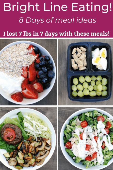 Bright Line Eating 8 days of meal ideas. I lost 7 lbs in 7 days! Health Beet, Bright Line Eating, 1200 Calorie Diet Meal Plans, Bright Line Eating Recipes, Fruit Lunch, Resep Diet, Clean Eating Diet, Eating Plans, Keto Dessert