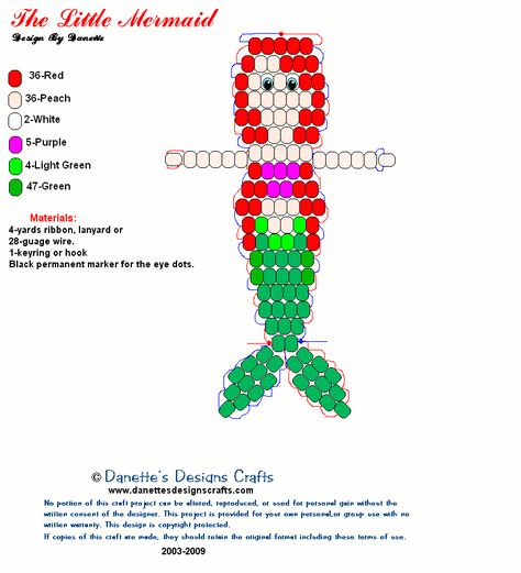 Pony Bead Mermaid Pattern, Mermaid Bead Pattern, Pony Bead Octopus, Beaded Keychains Patterns, Bead Pets, Beaded Animals Tutorial, Pony Bead Animals, Pony Bead Projects, Pony Bead Bracelets