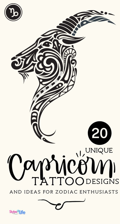 This article features some of the best Capricorn tattoo designs to suit the personality and traits of a true Capricorn! Capricorn Sign Tattoo Symbols, Capricorn Tattoos For Women, Capricorn Zodiac Sign Tattoo, Unique Capricorn Tattoo, Unique Capricorn Tattoo Ideas, Capricorn Zodiac Tattoo, Unique Sternum Tattoo, Capricorn Tattoo Designs, Capricorn Tattoo Ideas