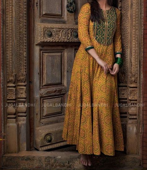 Diya - A cute, kind-hearted, orphan girl -works as a lecturer-longing… #romance #Romance #amreading #books #wattpad Ajrakh Anarkali Dress, Designer Anarkali Dresses Cotton, Anarkali Dress Pattern Cotton, Cotton Bandhej Kurti Designs, Ajrakh Anarkali Designs, Cotton Anarkali Dress Pattern, Cotton Long Dress Designs, Ajrak Frock Designs, Ajrak Anarkali