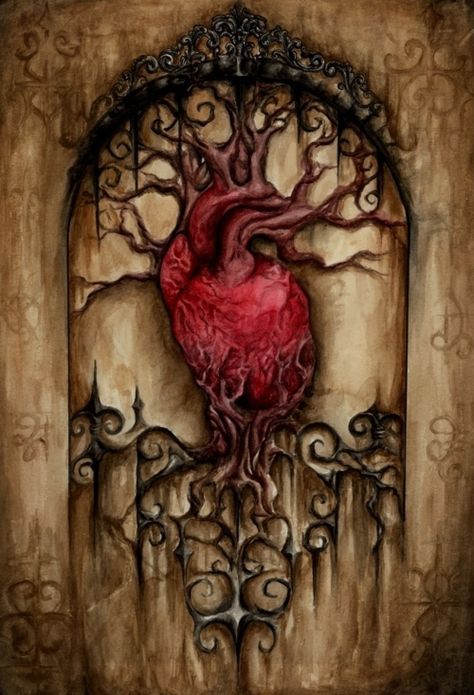 heart and tree Medieval Anatomical Heart Art, Geniale Tattoos, Anatomical Heart, Dark Heart, Human Heart, Arte Obscura, Beautiful Doors, Arte Horror, Anatomy Art