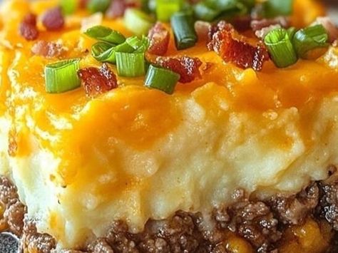 Loaded Shepherd's Pie: A Hearty, Indulgent Comfort Food - NewsBreak Shepherds Pie Recipe With Cheese, Fried Cheese Bites, Shepards Pie Recipe, Cheesy Ranch Potatoes, Creamy Broccoli Cheddar Soup, Sweet Potato Toppings, Homemade Meatloaf, Shepards Pie, Bacon Deviled Eggs