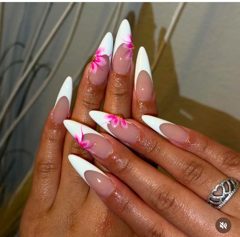 French Sharp Nails, Pointy Almond Nails, Pink French Tip, Almond Nails French, Sharp Nails, White French Tip, Nails Inspo, French Tip Nails, Best Acrylic Nails