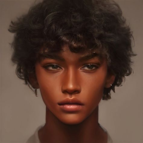 Brown Hair Male, Artbreeder Portraits, Type Of Girlfriend, Character Inspiration Girl, Character Inspiration Male, Boy Face, Cute Black Guys, Digital Portrait Art, Black Person