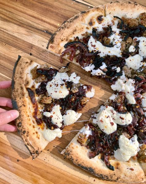 Caramelized Onion with Sausage Pizza and The Last Duel » Djalali Cooks Sausage Carmelized Onion Pizza, Caramelized Onion Pizza, Andouille Sausage Recipes, The Last Duel, Gourmet Sausage, Ricotta Pizza, Onion Pizza, Carmelized Onions, Sausage Pizza