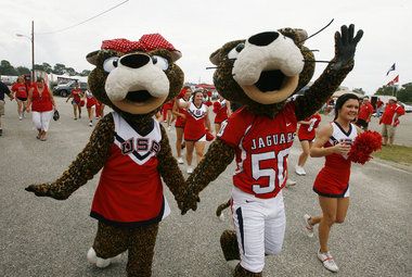 Southpaw South Alabama Jaguars, Jaguars Football, South Alabama, Sun Belt, Sticker Inspo, Live Animals, Dance Teams, Football Fans, Cheerleading