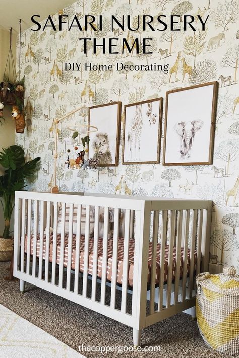 8 IDEAS FOR A SAFARI NURSERY THEME - The Copper Goose Baby Girl Animal Nursery, Jungle Nursery Ideas, Safari Nursery Ideas, Safari Nursery Theme, Nursery Theme Ideas, Nursery Decor Ideas, Diy Kids Furniture, Repurposed Decor, Jungle Decor