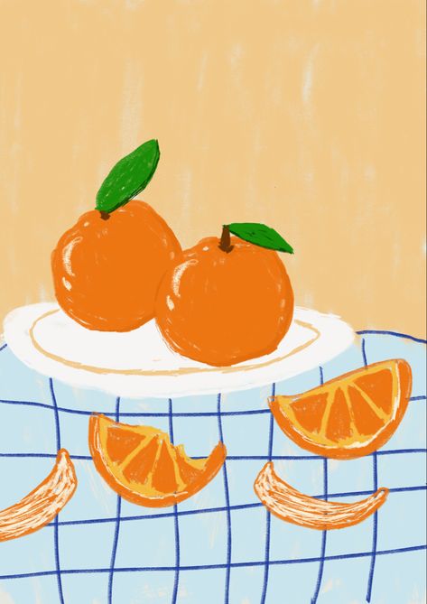 Orange Slice Illustration, Orange Illustration Graphics, Oranges Fruit Aesthetic, Orange Drawing Aesthetic, Orange Juice Art, Jj Core, Orange Graphic Design, Picnic Nails, Orange Doodle