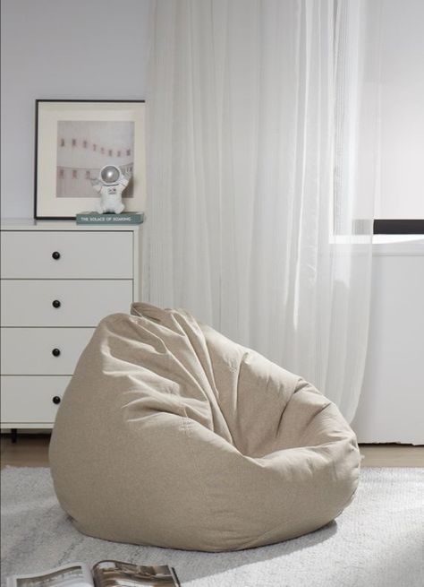 Bean Bag Chair Bedroom Aesthetic, Bean Bag Chair Aesthetic, Beanbag Bedroom, Puff Aesthetic, Bedroom Bean Bags, Small Couch In Bedroom, Kids Bedroom Furniture Design, Small Couch, Bedroom Couch