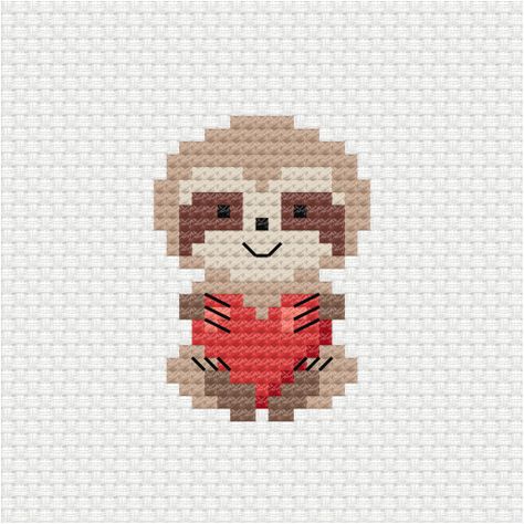 Sloth Cross Stitch Pattern Free, Cross Stitch Sloth, Small Cute Cross Stitch Patterns, Sloth Perler Bead Patterns, Sloth Pixel Art, Simple Cross Stitch Patterns Free, Easy Cross Stitch Patterns Free, Small Cross Stitch Patterns Free, Mini Cross Stitch Patterns Free